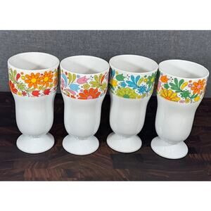 Vintage Groovy Parfait Glass Set of Four